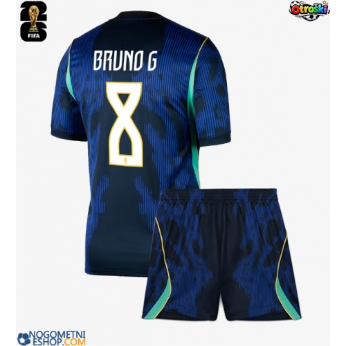Otroški Nogometni dresi Brazilija Bruno Guimaraes #8 Gostujoči SP 2026 Kratek Rokav (+ Kratke hlače)